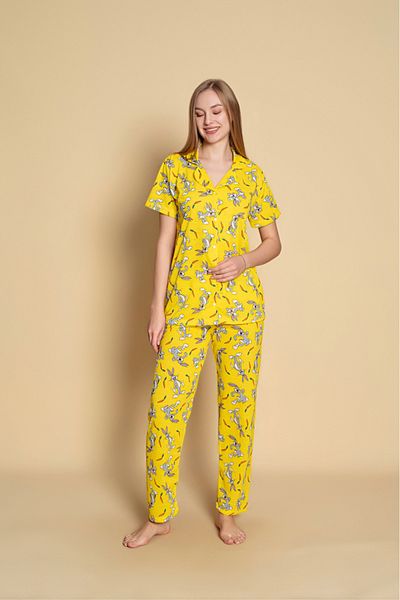 İNKO İÇ GİYİM Women's Cotton Bugs Bunny Patterned Shorts Pajama Set