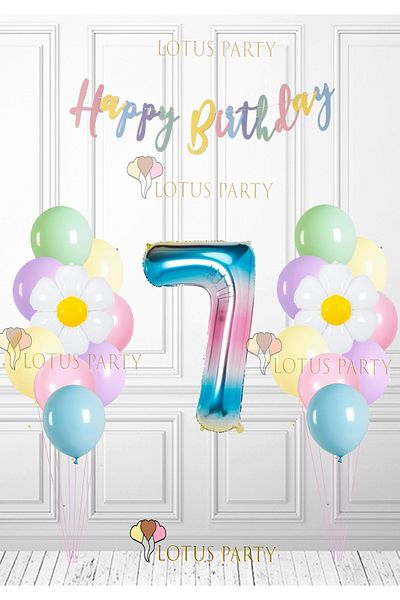 LOTUS PARTY Daisy Macaron Balloon Set Colorful Balloons for 7 Years Old Family