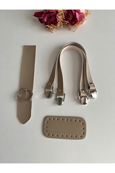 zg hobi aksesuar Silver Color Detailed Leather Handle, Cover, Base Set for Kn...