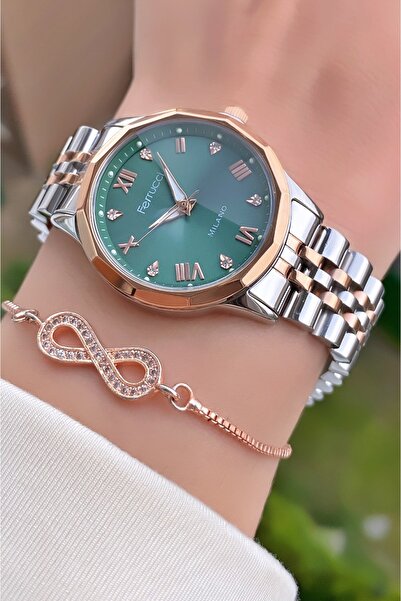 Ferrucci Brand Rose Silver Color Steel Cord Women's Wristwatch - Bracelet Gift