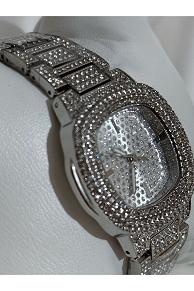 ACCESSORYHUB ful taşlı kare silver kol saati