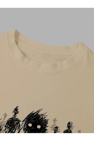 LAND MODA Street Hip-hop printed Mixed Crowd από καθαρό βαμβακερό μπλουζάκι, ανδρικό μπλουζάκι με στρογγυλή λαιμόκοψη