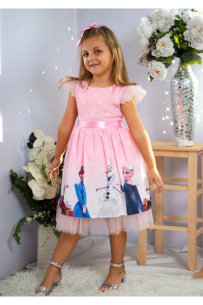 Mixie Birthday Party Dress with Elsa Print Buckle