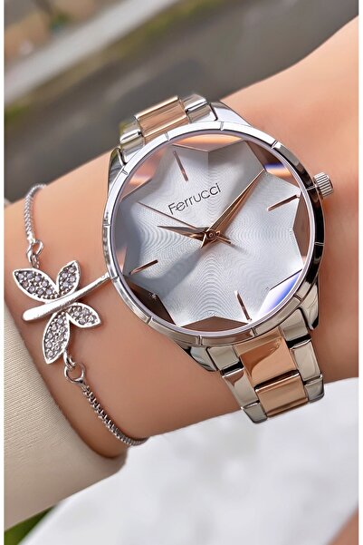 Ferrucci Marka Rose Gümüş Renk Çelik Kordon 2 Yıl Garantili Kadın Kol Saati -...