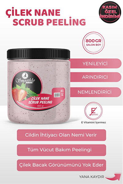 Smoothly Çilek Nane Aromalı Batık Karşıtı Vücut Peelingi 800 gr E Vitamini Içermez