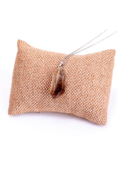 Taş Sandığı Raw Smoky Quartz Necklace – Natural Stone / Steel Chain