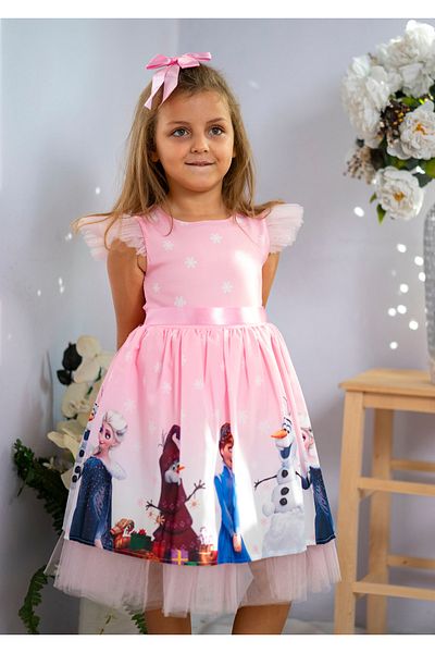 Mixie Birthday Party Dress with Elsa Print Buckle