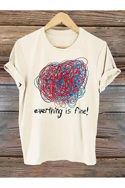 AZIZI TEKSTIL Μπλουζάκι με κοντό μανίκι με στρογγυλή λαιμόκοψη με τυπωμένο γρ...