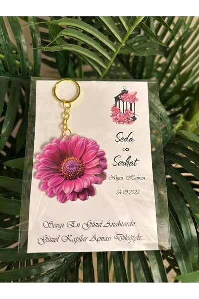 Masalsı Concept 25 Adet Kartlı Özel Baskı Anahtarlık Nikah Şekeri, Doğum, Sün...
