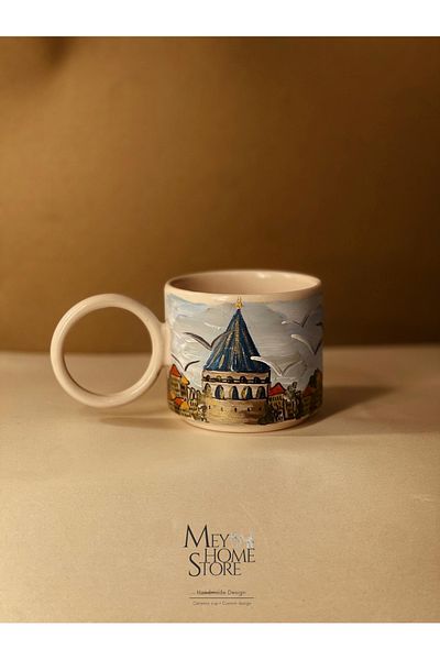 Store Istanbul Galata Tower Special Design Hand Painted Mug Mug