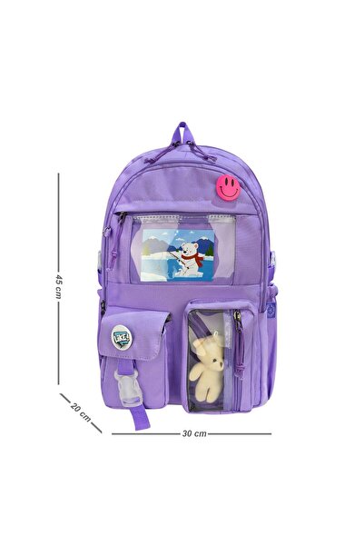 AYER TİCARET Korean Model Girl's Orthopedic Primary School Bag Thermal Nutrition and Pen Holder Set