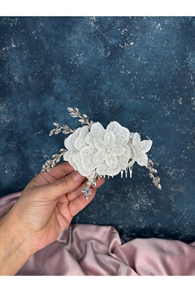 Hayalperest boncuk Maysi lace embroidered rhinestone comb barrette bridal accessory
