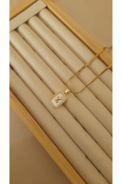 Tişt Accessory KARARMAZ ÇELİK ZİRKON TAŞLI MİNİMAL KADIN Z HARFLİ ÇELİK KOLYE