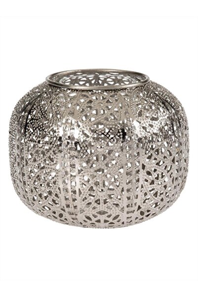 Paşabahçe Silver Ajur Metal Tealight Mumluk L