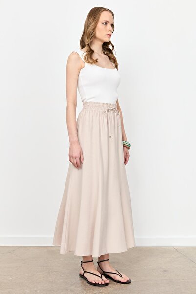 accort Beli Lastik Modal Uzun Etek-TAŞ