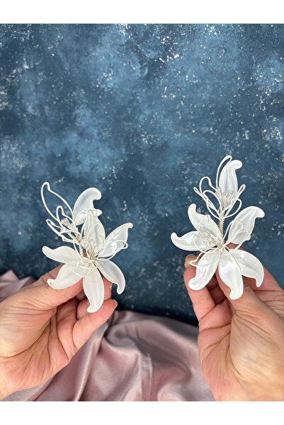 Hayalperest boncuk Luna Sedef Resin 2 Pack Hair and Turban Bridal Accessory