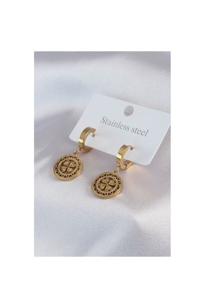 Skygo 316L Steel Gold Color Heart Model Processing Detail Women's Earrings - TJ-BKP7477