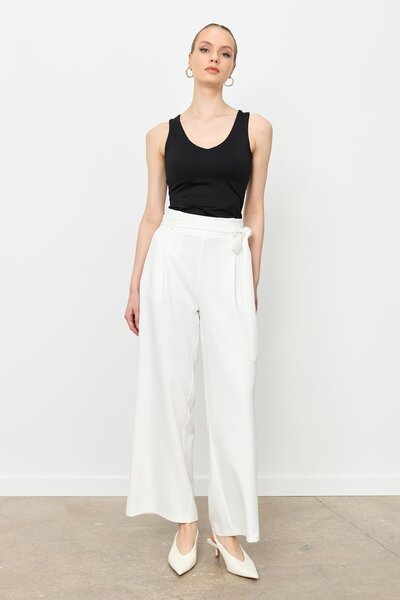 accort Kuşak Detaylı Pantolon-KEMIK