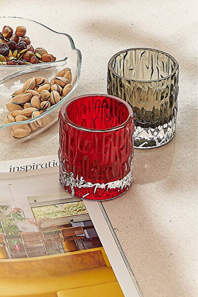 Paşabahçe Kabuk Tealight Mumluk 7 cm Kırmızı El Yapımı