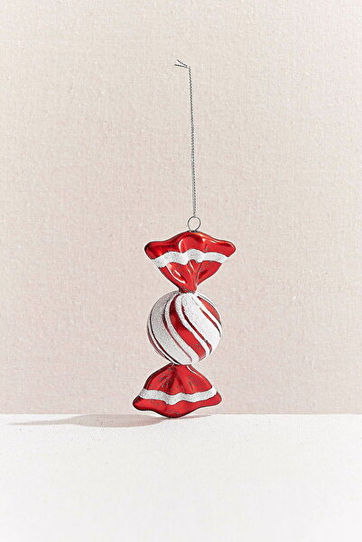Paşabahçe Baston Şeker Ağaç Süsü Kırmızı Beyaz