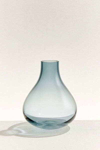 Paşabahçe Vase 22 cm Steel Blue Handmade Single Piece
