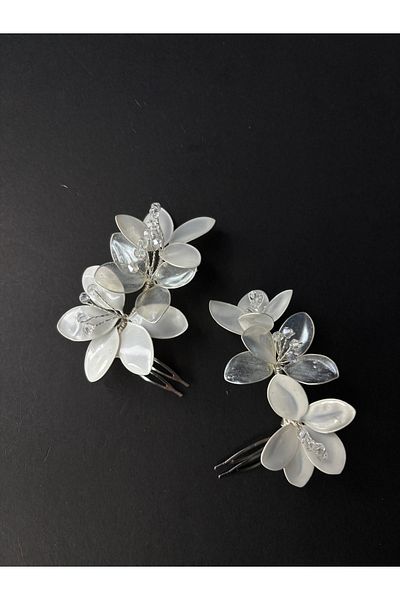 Hayalperest boncuk Vernage resin enamel 2 piece bride hair accessory with comb