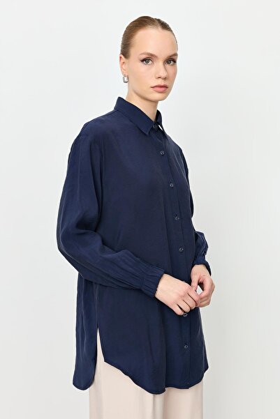 accort Kolları Lastik Detay Uzun Gömlek-LACI