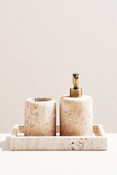 Paşabahçe Naturel Traverten Banyo Seti 3'lü