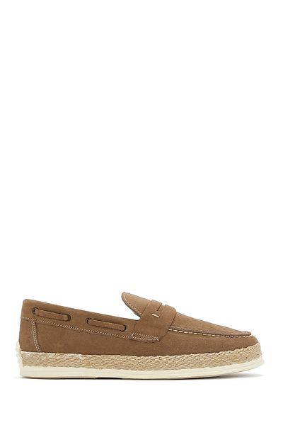 Derimod Pantofi pentru bărbați, piele de căprioară bej, din piele naturală, pantofi casual, pantofi de zi cu zi 25sfd680910