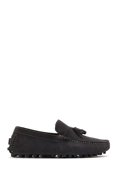 Derimod Men's Gray Tasseled Suede Leather Loafer 25Sfd 631510