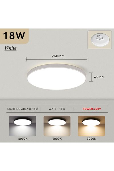 Choice Neutral Light 1pc 18w Whtie Ii 26cm Dustproof Led Ceiling Lamp Round 30/18w Simple Design Kitchen Li