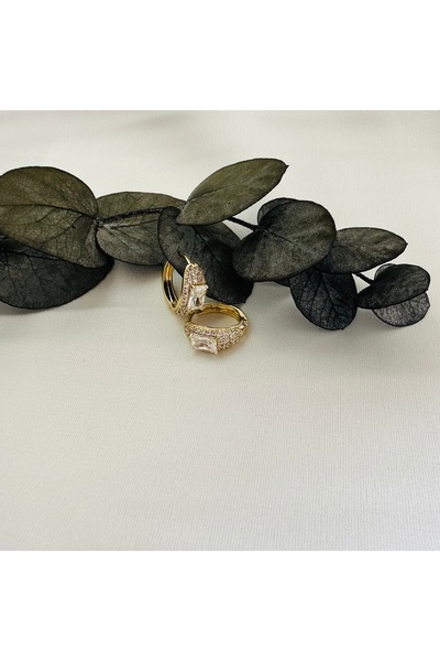 XUPING JEWELRY 316L Çelik Zirkon Taşlı Gold Klipsli Küpe