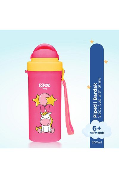 Wee Baby 896 Wee Baby Glass with Straw Pink 300ml