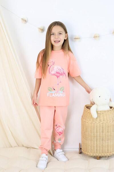 SÜSLÜ KİDS Flamingo Detail Girl's Seasonal Bottom and Top Set