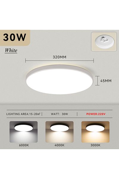 Choice Neutral Light 1pc 30w Whtie Ii 32cm Dustproof Led Ceiling Lamp Round 30/18w Simple Design Kitchen Li