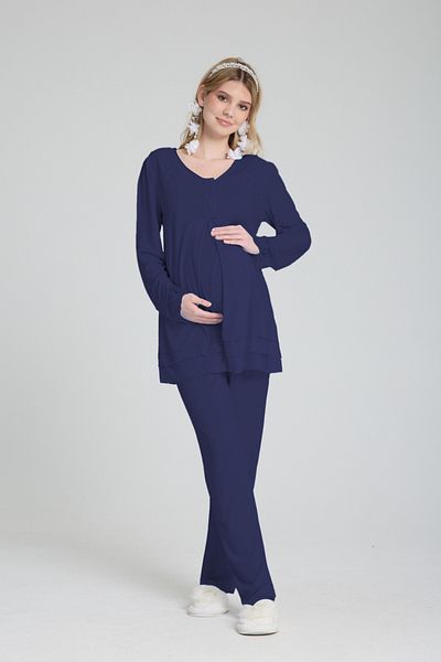 Effortt 2-Piece Maternity Pajama Set Top and Bottom Breastfeeding Featured Cotton Maternity Clothing Set