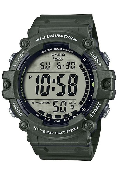 Casio Green Color Silicone Cord Men's Wristwatch with Calendar