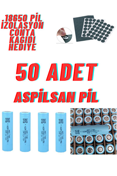 ASPİLSAN 2900 mAH Li-ion Şarjlı pil 50 Adet