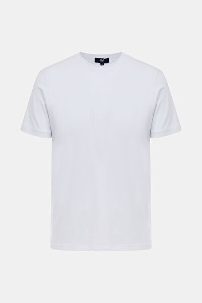 W Collection قميص تي شيرت أبيض برقبة على شكل دراجة