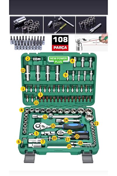 new power plus New Tam Profesiyonel 72 Diş Eğik Cırcır 108 Parça Lokma Takımı...