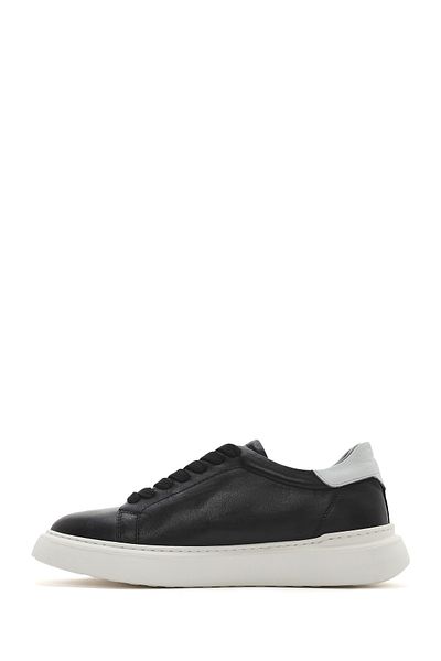 Derimod Men's Black Lace-Up Thick Soled Leather Sneaker 25Sfd 700018