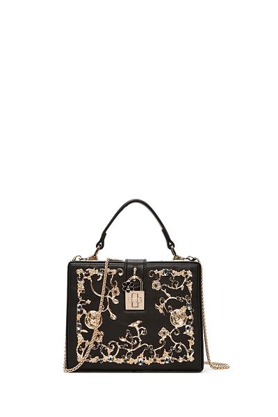 Derimod Women's Black Long Strap Patterned Portfolio Bag 25Sbd 296518