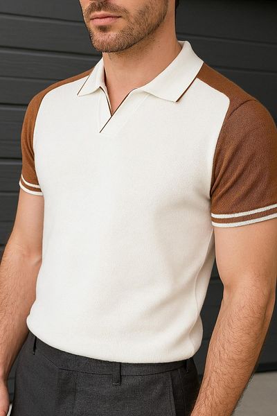 Delpino Πλεκτό Polo Neck Ανδρικό βαμβακερό T-shirt