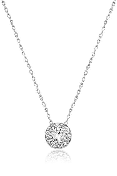 Papatya Silver Nano Zirkon Tektaş Kolye - Uvps100246