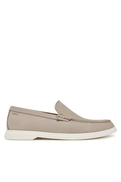 BOSS Erkek Günlük Rahat Taban %100 Sığır Derisi Astarlı Monogram Logolu Üst Yüzeyli Dikiş Detaylı Bej Loa