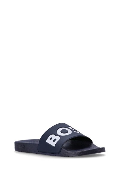 BOSS Erkek Büyük Logo Detaylı Üst Yüzey Rahat ve Düz Tabanlı Lacivert Sneaker 50536835-405