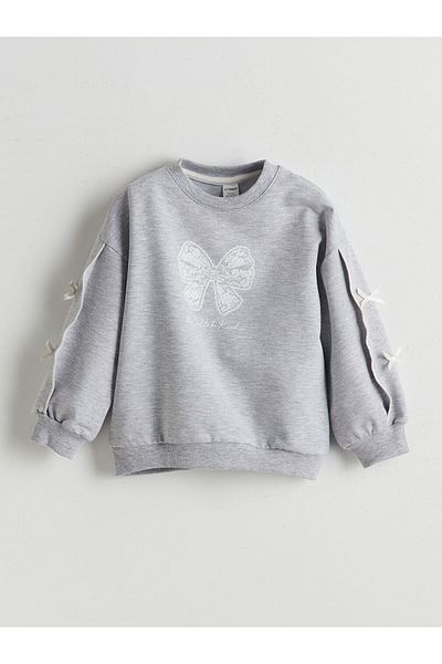 LC Waikiki Lcwk Ribbon Detailed Girl's Sweatshirt and Sweatpants Set of 2