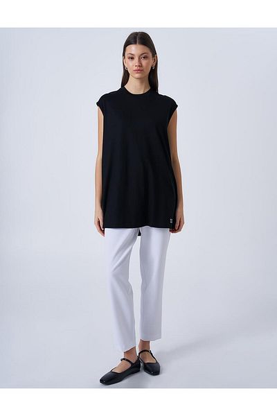 Kayra Black Crew Neck Knitted T-Shirt
