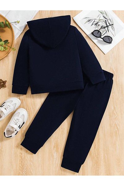 Sweetline Milano Printed Cotton Kids Hoodie Set - Navy Blue Jogger με στάμπα για κορίτσια και αγόρια