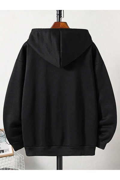 Sweetline Plain Basic Sweatshirt - Black Oversize Winter Thick Hoodie